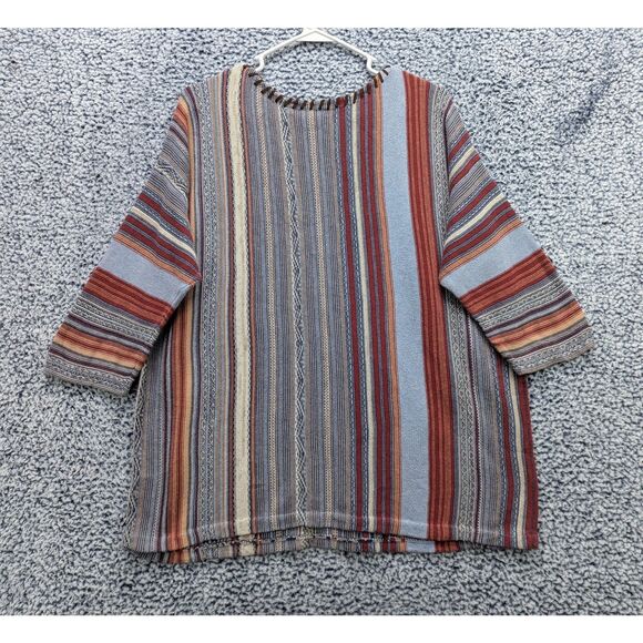 Chaps Bohemian Top Size 1X Hippie Woven Indie Skater Cali Surfer Beach Striped - Picture 2 of 12